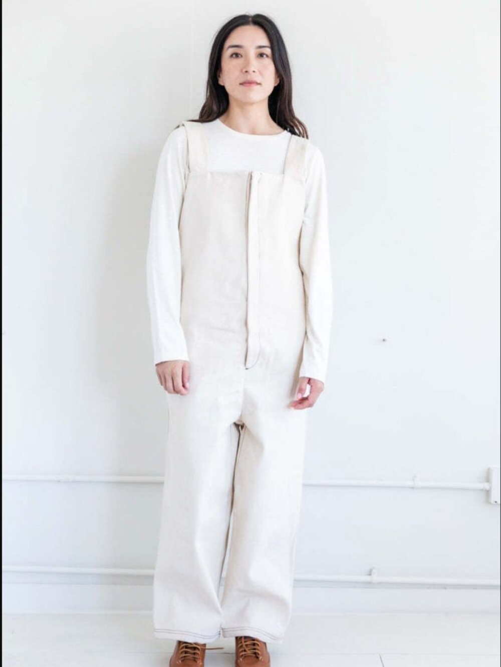 Baserange Indre Canvas Overalls Beige Cotton Canvas Small NWT